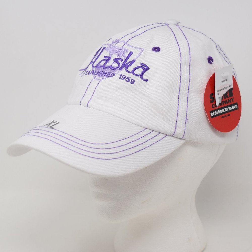 Alaska Cap Unisex Embroidered Moose Established 1959 Snapback New White Purple